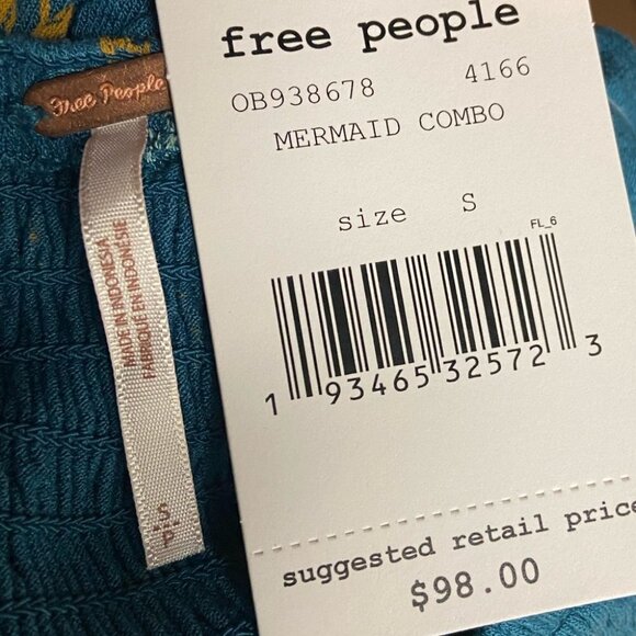 Nwt Free People Lana Off Shoulder Mermaid Tunic Blue Size Small Bell Sleeve Boho - Picture 4 of 8